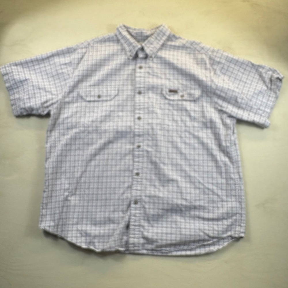 Carhartt Mens 2XL Plaid Short Sleeve Button Down Shirt Casual Office Comfort